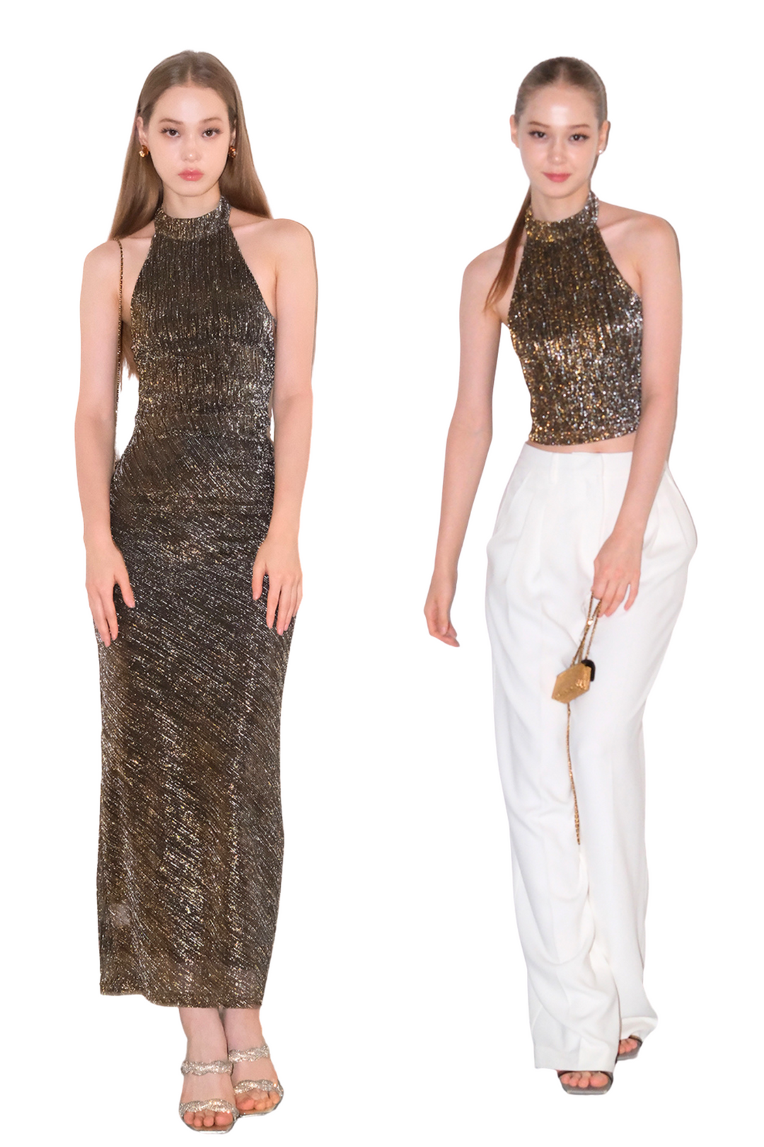 Golden Glimmer Halter Dress & Top SNTT0255