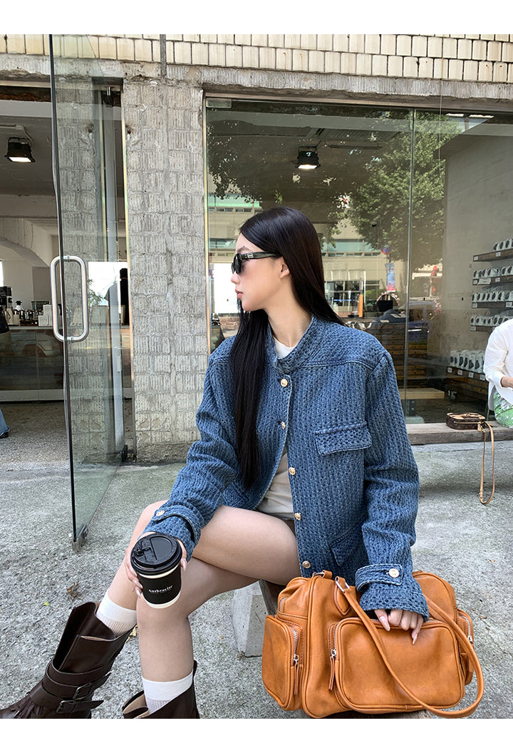 Indigo Waffle Texture Jacket HRGTJ0265