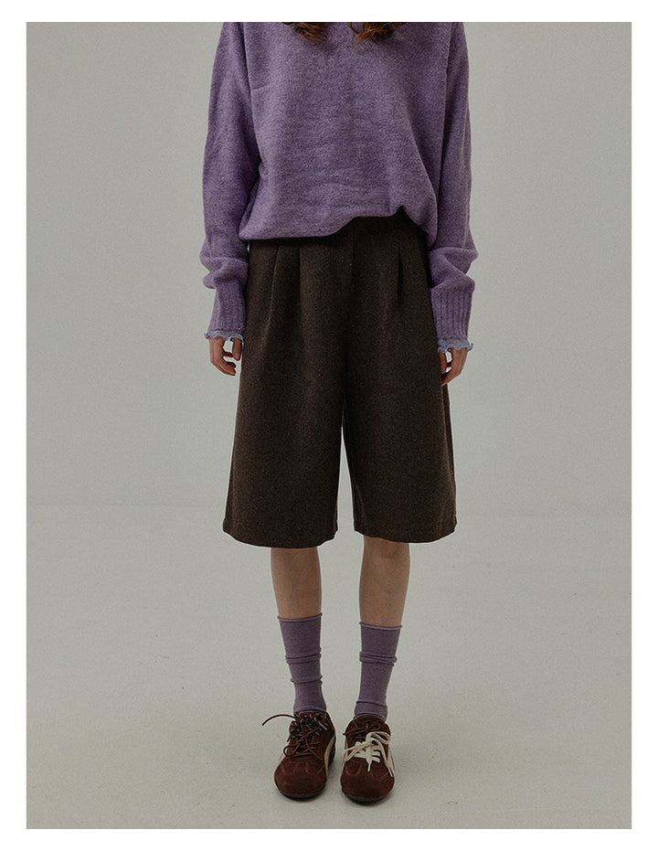 Wool Blend Relaxed Bermuda Shorts BMBS0273