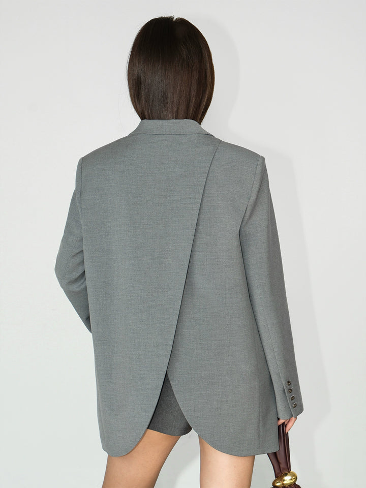 Asymmetrical Split-Hem Blazer NHSB0135