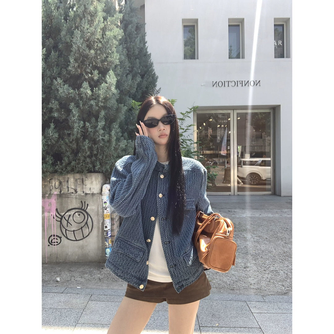 Indigo Waffle Texture Jacket HRGTJ0265