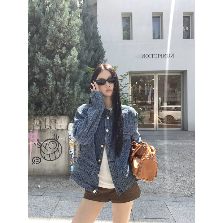 Indigo Waffle Texture Jacket HRGTJ0265