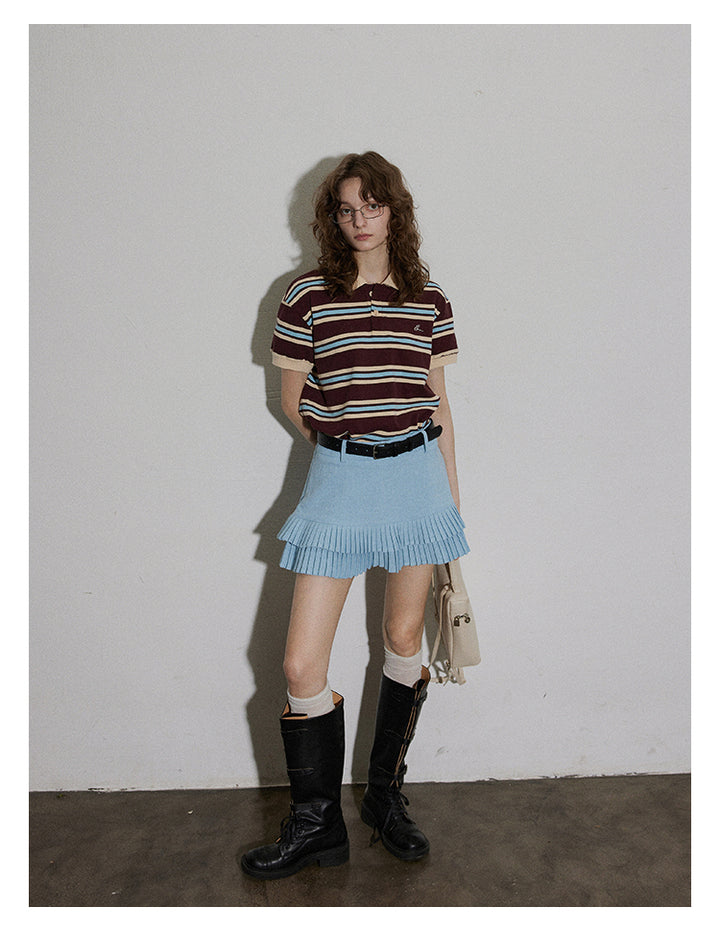 Sky Pleated Layered Mini Skirt BMMS0282