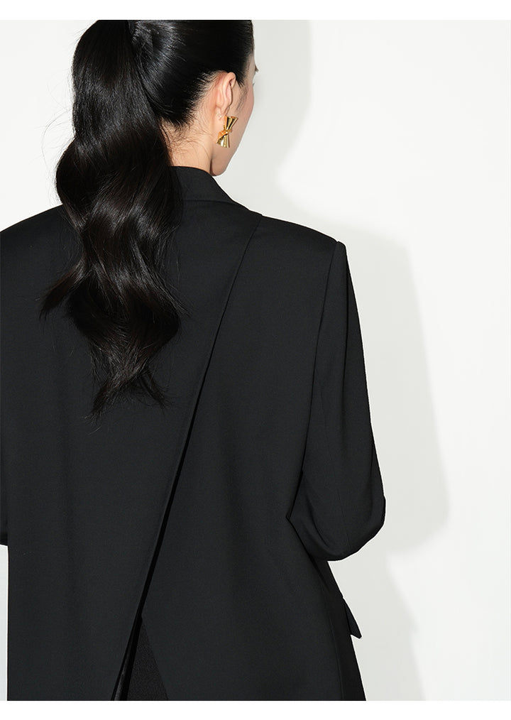 Asymmetrical Split-Hem Blazer NHSB0135