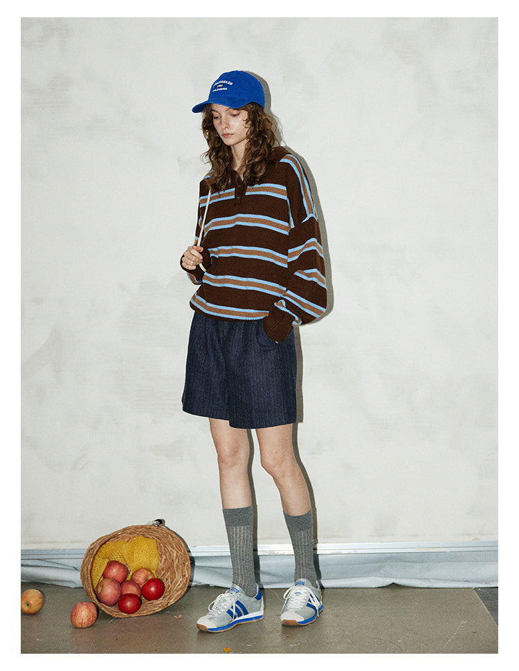 Mocha Stripe Knit Polo BMKP0269