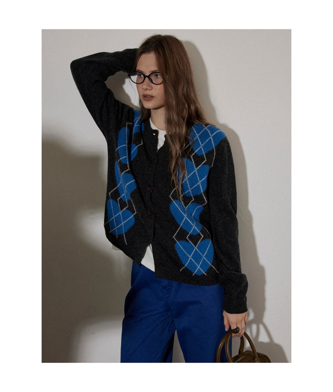 Argyle Heart Knit Cardigan LCAC0279