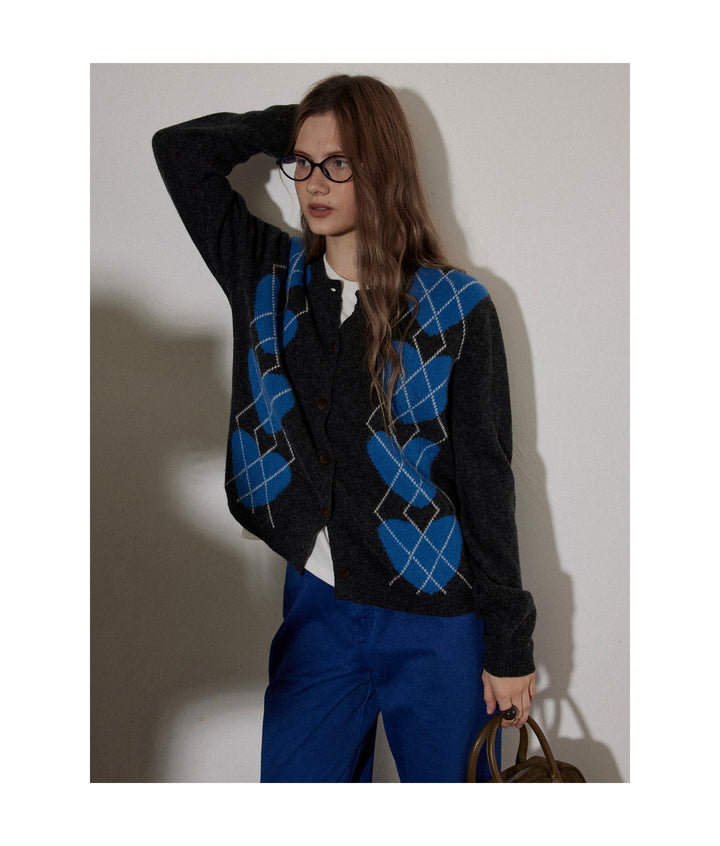 Argyle Heart Knit Cardigan LCAC0279