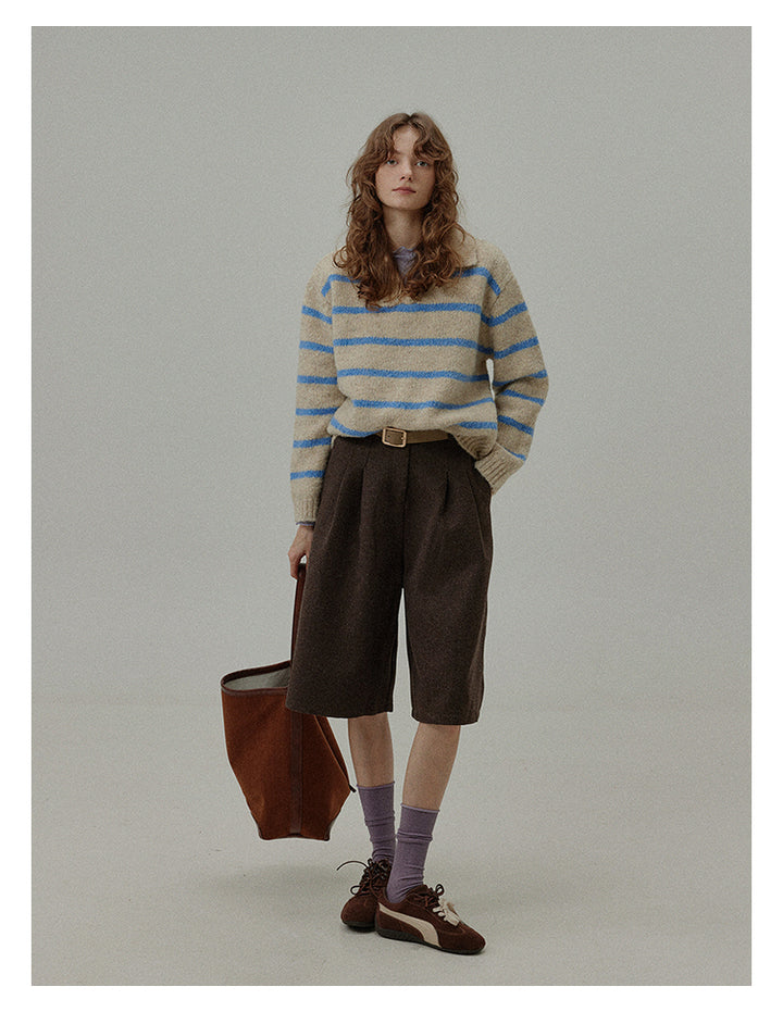 Wool Blend Relaxed Bermuda Shorts BMBS0273