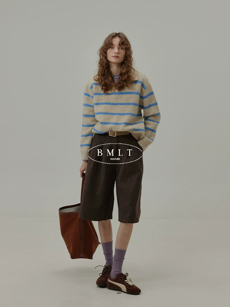 Wool Blend Relaxed Bermuda Shorts BMBS0273