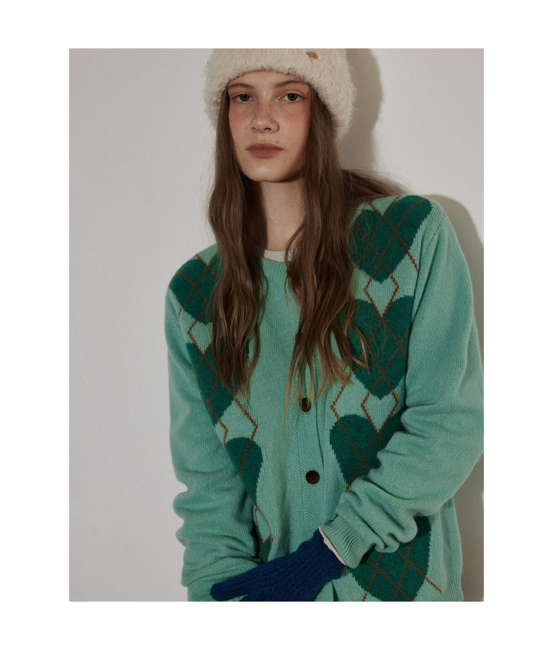 Argyle Heart Knit Cardigan LCAC0279