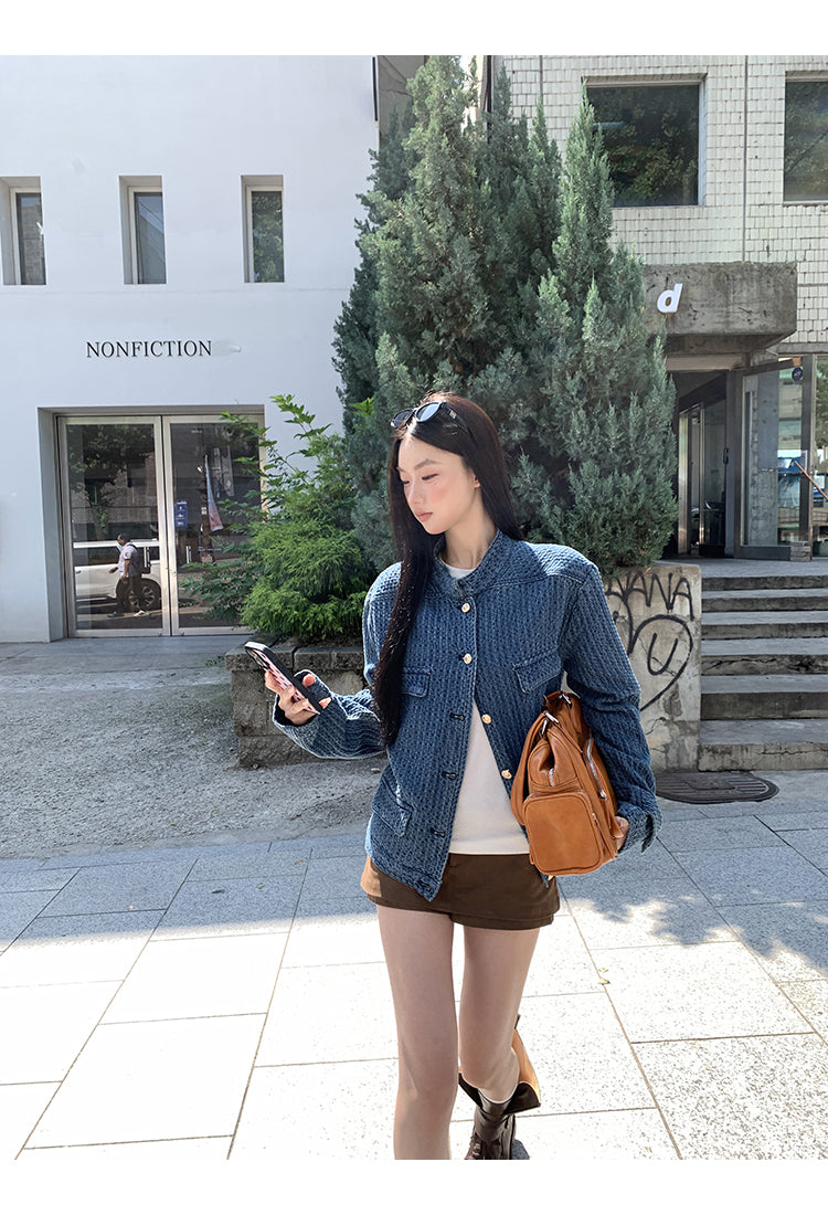 Indigo Waffle Texture Jacket HRGTJ0265