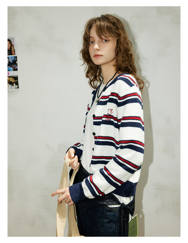 Navy Stripe Knit Cardigan BMKC0272