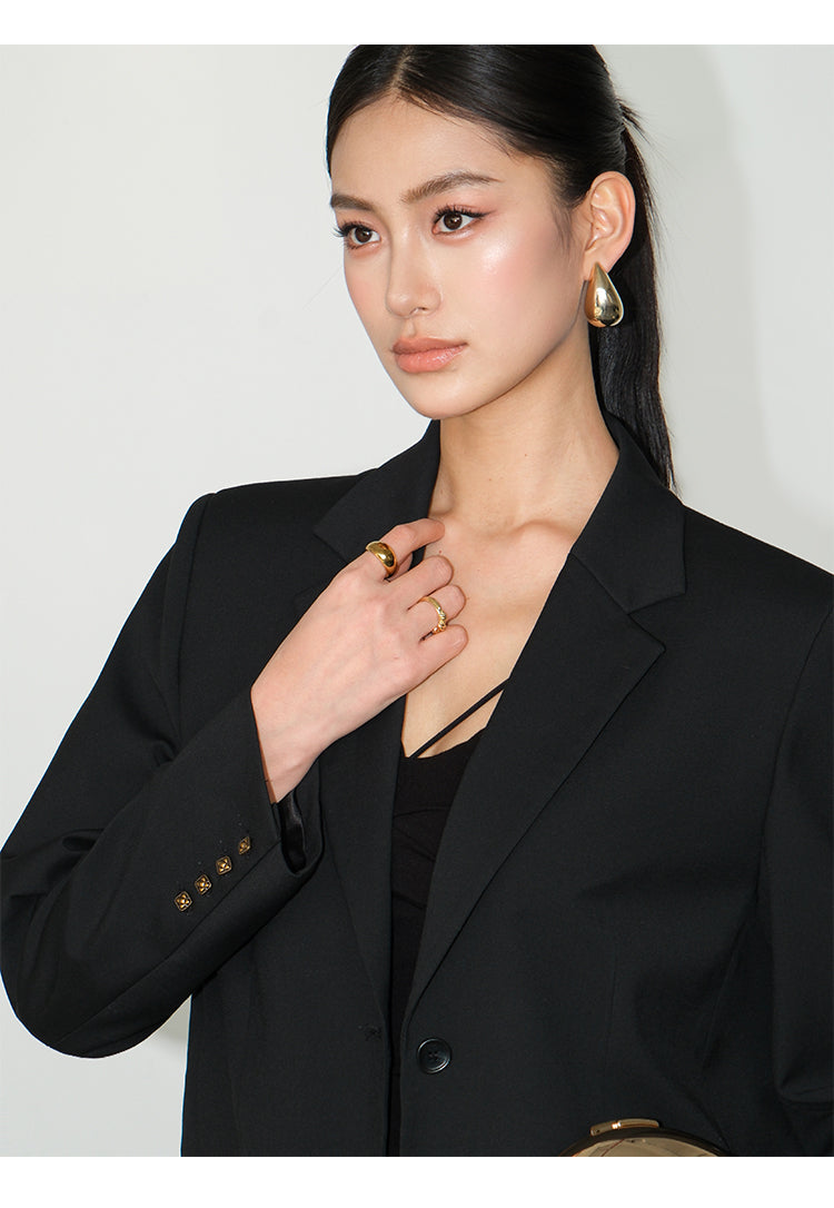 Asymmetrical Split-Hem Blazer NHSB0135