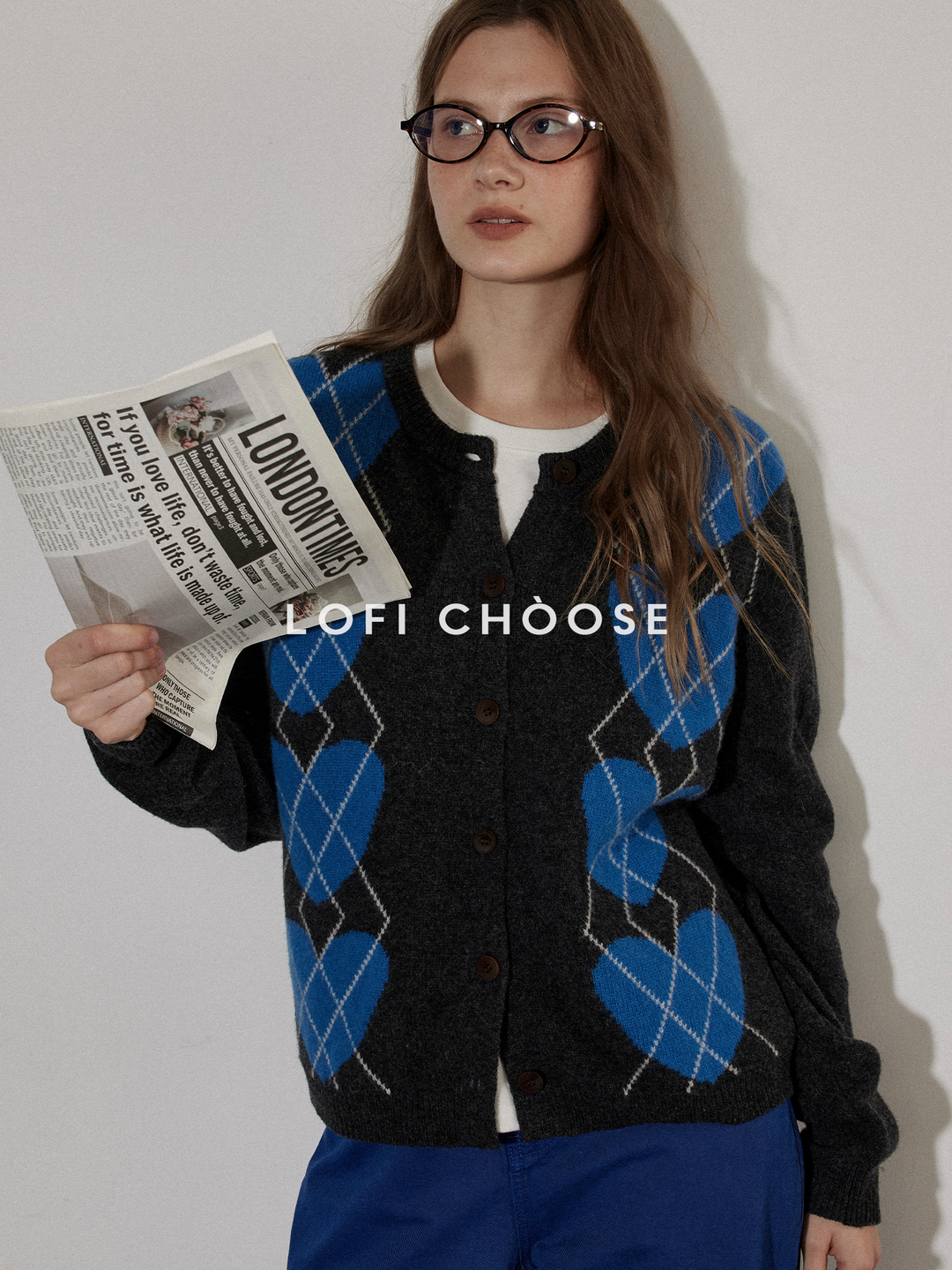 Argyle Heart Knit Cardigan LCAC0279