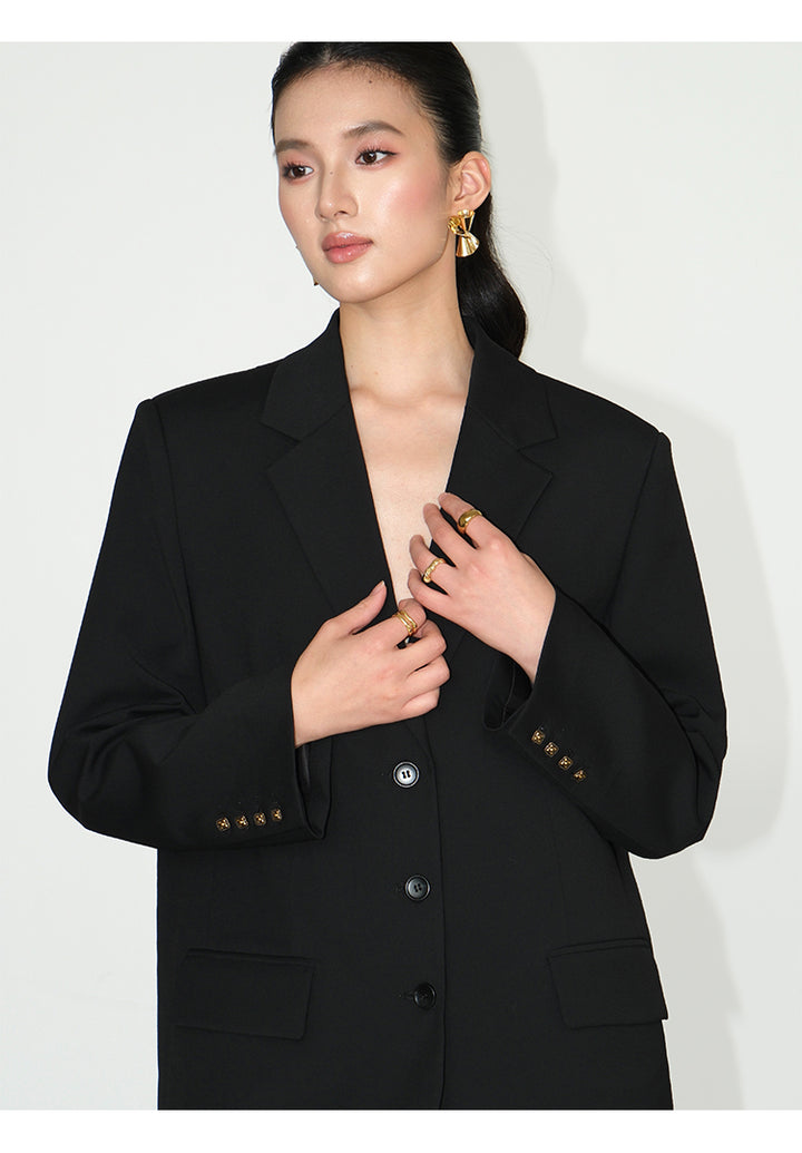 Asymmetrical Split-Hem Blazer NHSB0135