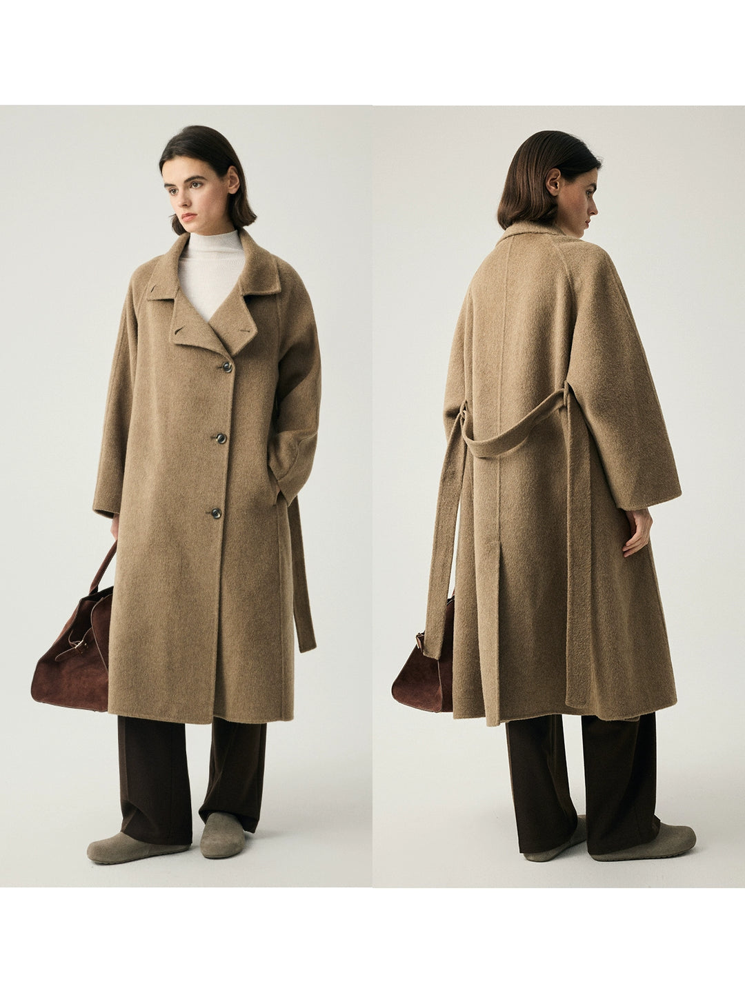 Camel Wool Wrap Coat SSWC0087