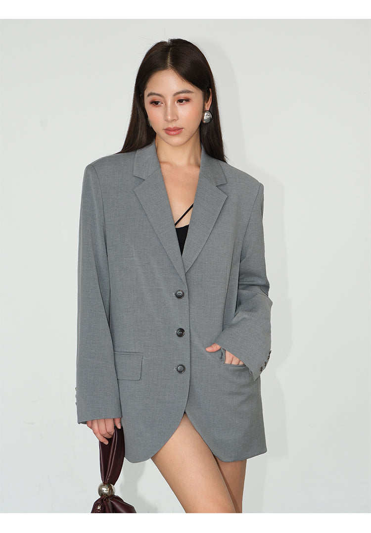 Asymmetrical Split-Hem Blazer NHSB0135