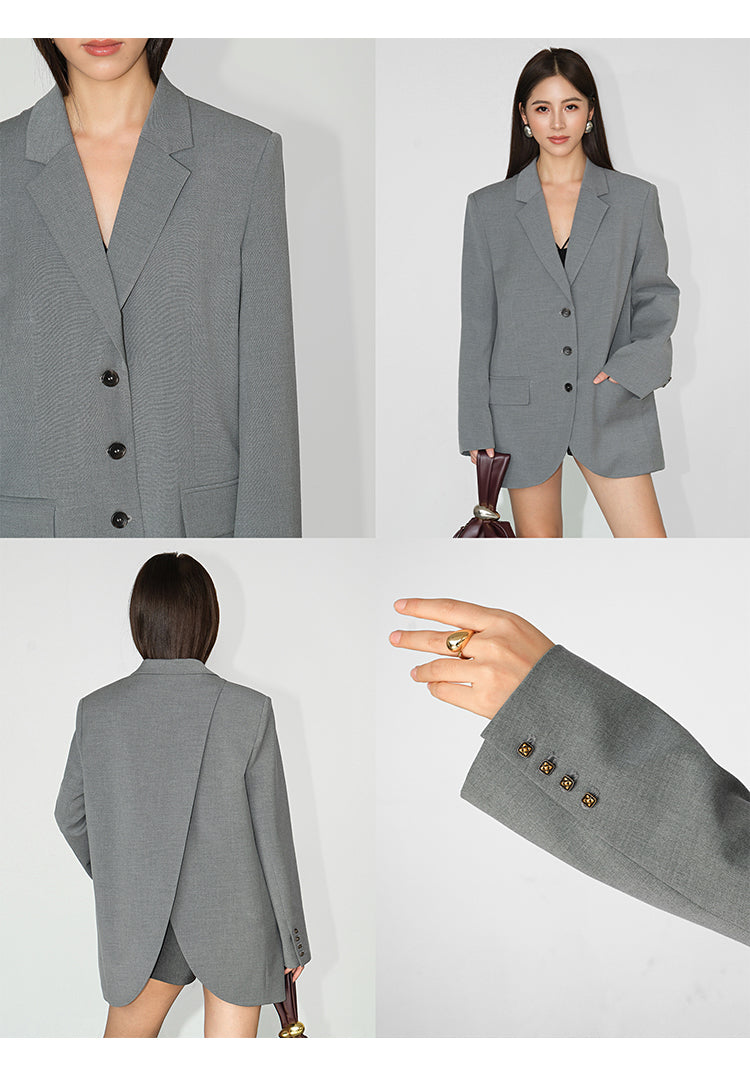 Asymmetrical Split-Hem Blazer NHSB0135