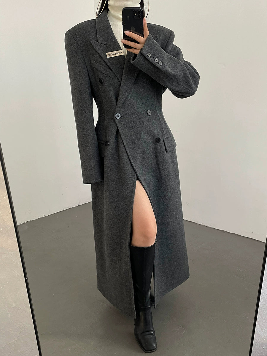 Double-Breasted Classic Wool Blend Coat ASCC0016