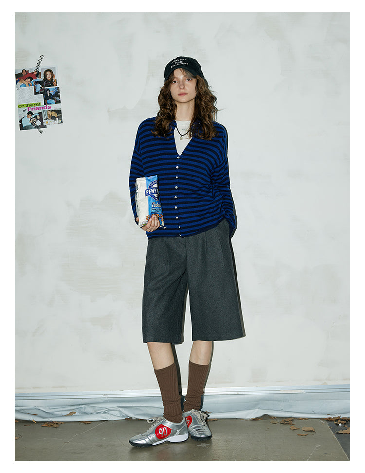 Charcoal Wool Blend Bermuda Shorts BMBS0275