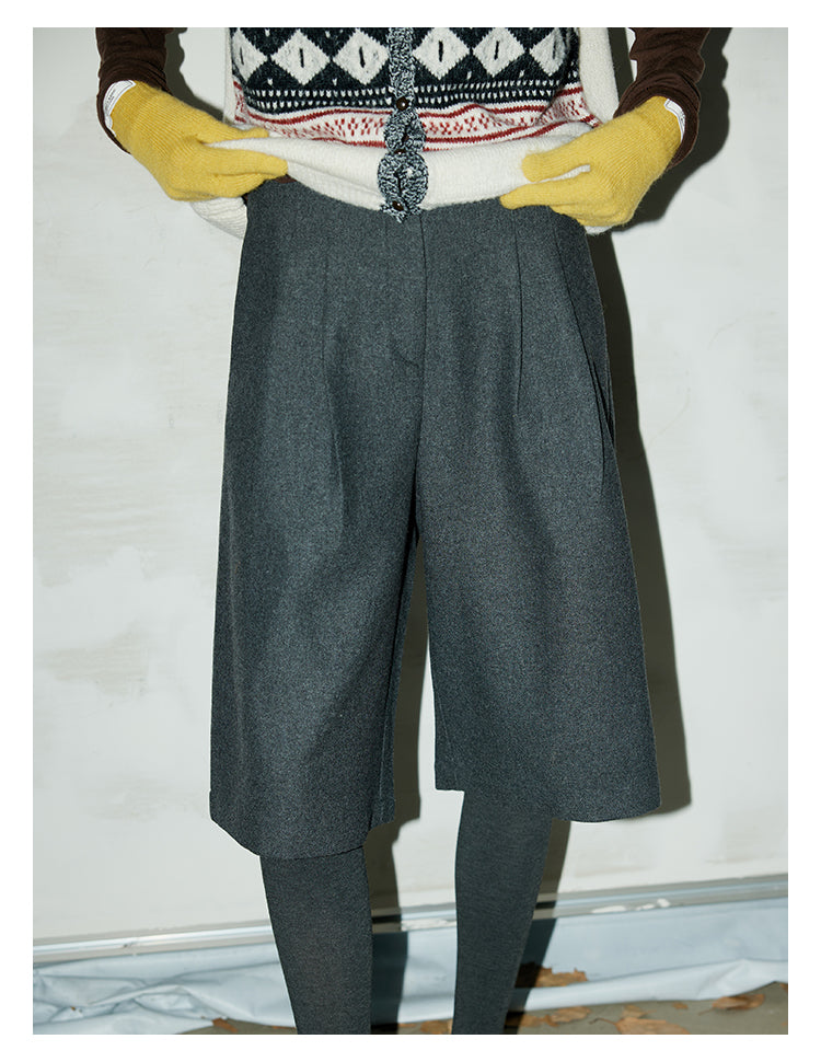 Charcoal Wool Blend Bermuda Shorts BMBS0275