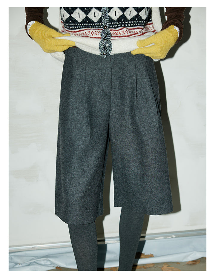 Charcoal Wool Blend Bermuda Shorts BMBS0275
