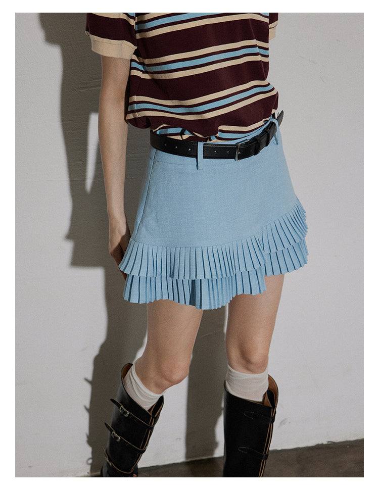 Sky Pleated Layered Mini Skirt BMMS0282