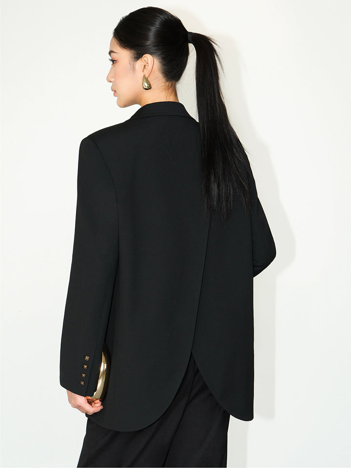 Asymmetrical Split-Hem Blazer NHSB0135