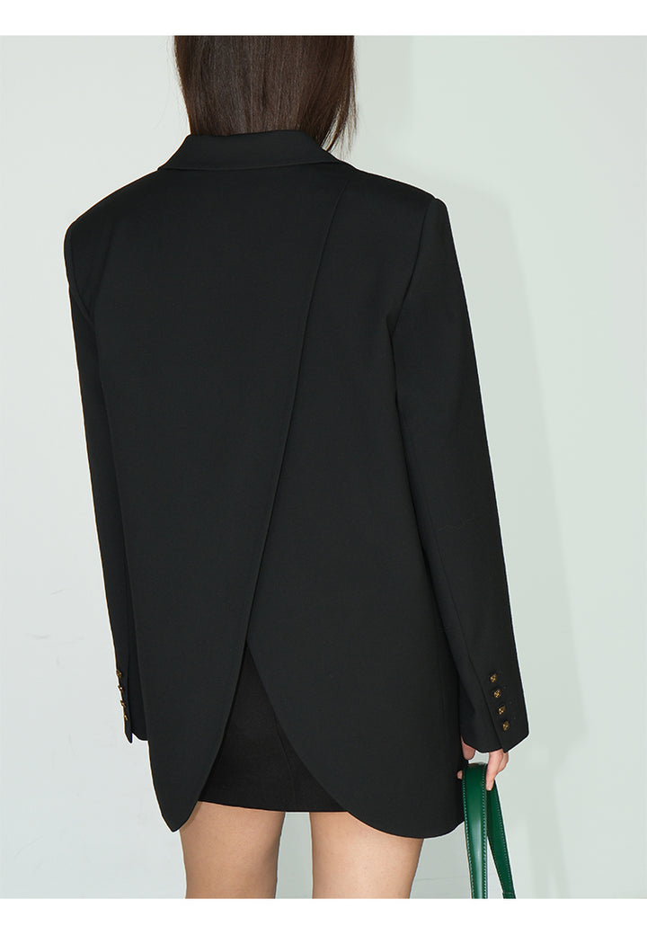 Asymmetrical Split-Hem Blazer NHSB0135