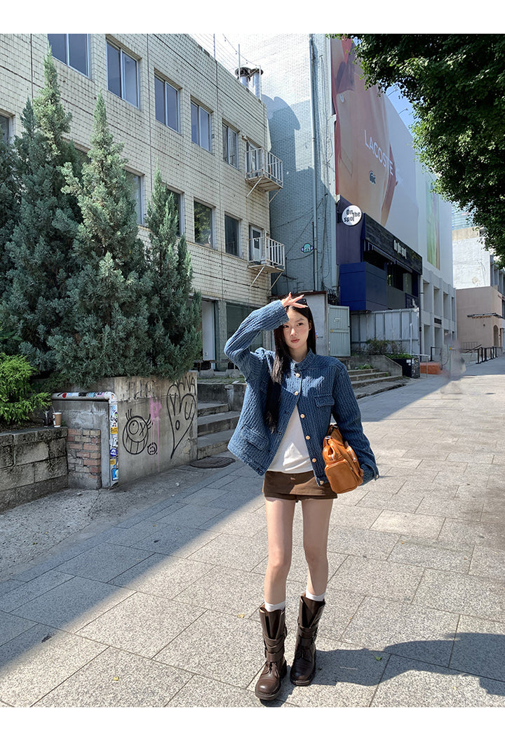 Indigo Waffle Texture Jacket HRGTJ0265