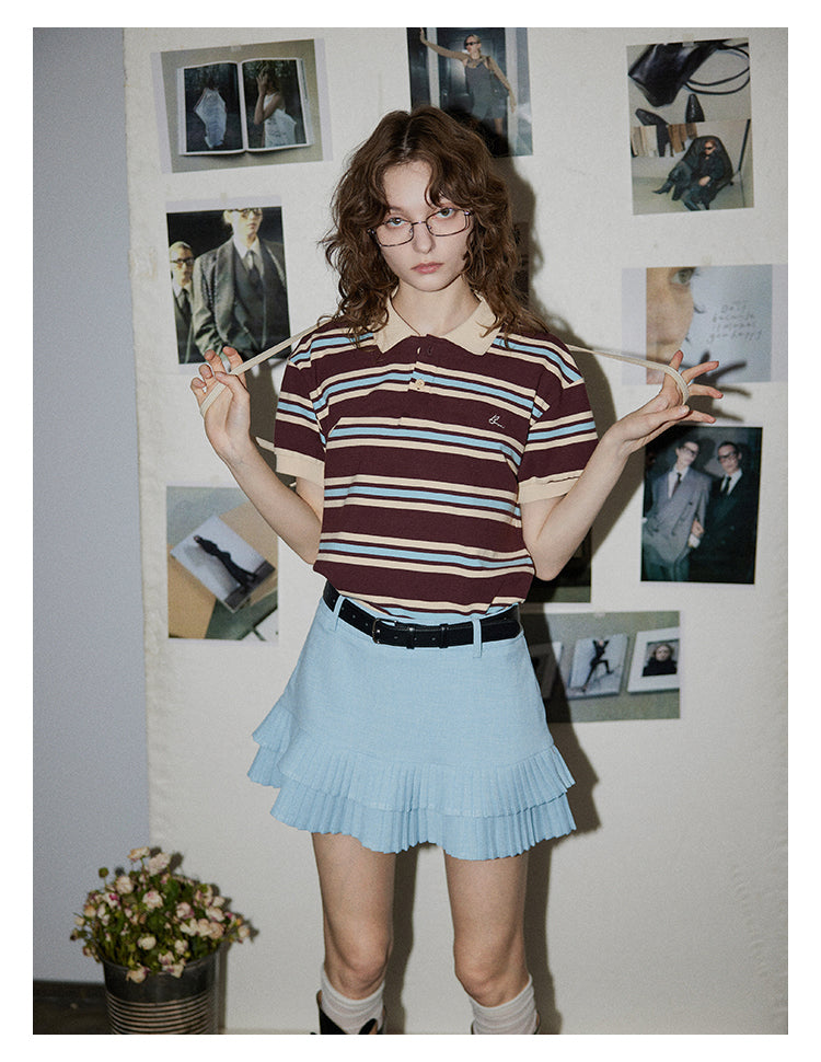 Sky Pleated Layered Mini Skirt BMMS0282
