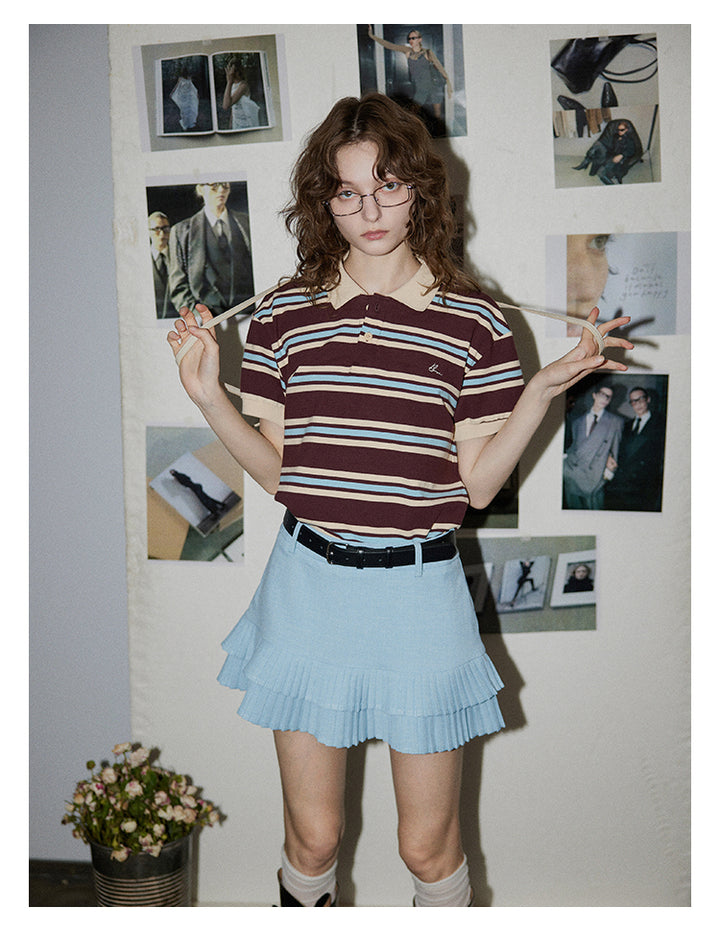 Sky Pleated Layered Mini Skirt BMMS0282