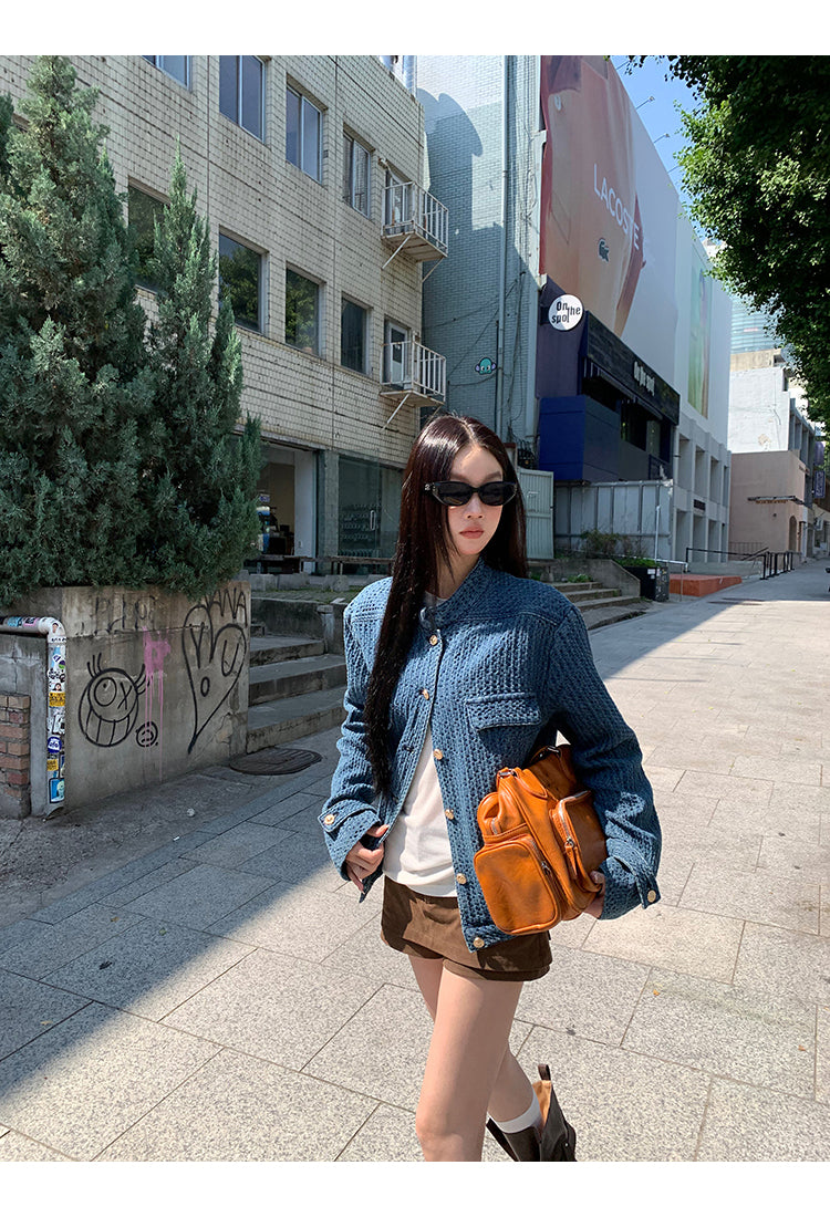 Indigo Waffle Texture Jacket HRGTJ0265