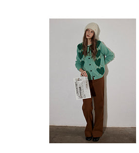 Argyle Heart Knit Cardigan LCAC0279