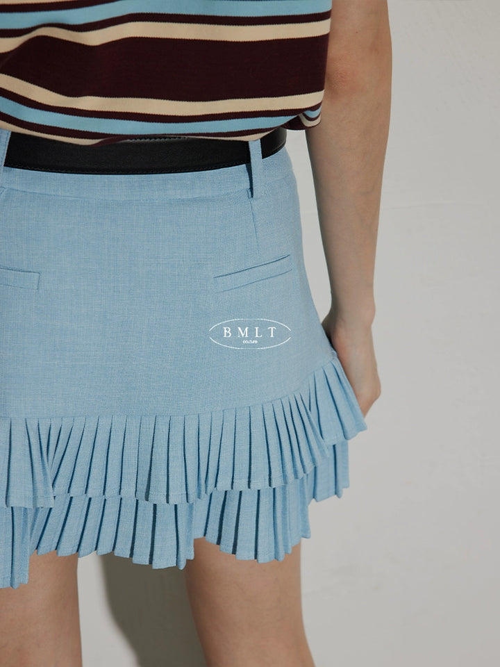 Sky Pleated Layered Mini Skirt BMMS0282