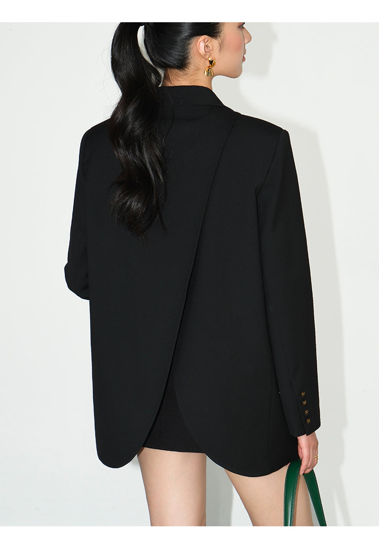 Asymmetrical Split-Hem Blazer NHSB0135