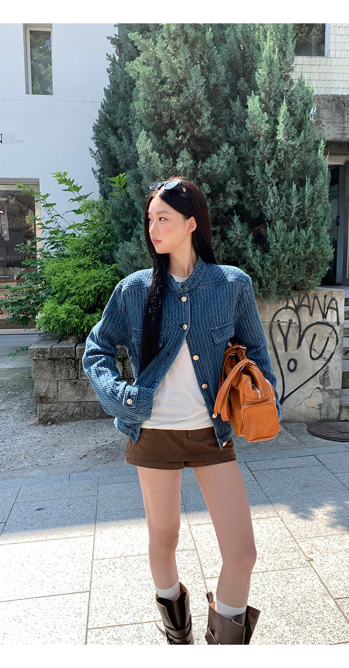 Indigo Waffle Texture Jacket HRGTJ0265