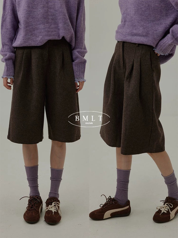 Wool Blend Relaxed Bermuda Shorts BMBS0273