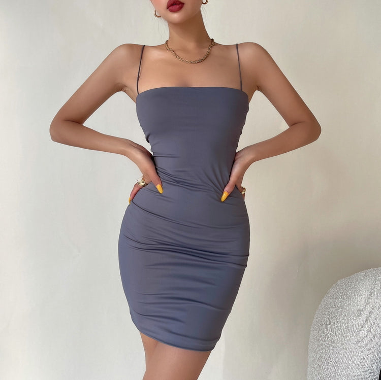 SleekGlow Spaghetti Strap Mini Dress LHMD0243