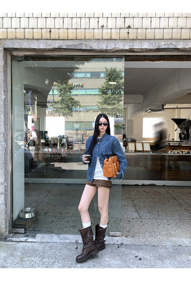 Indigo Waffle Texture Jacket HRGTJ0265