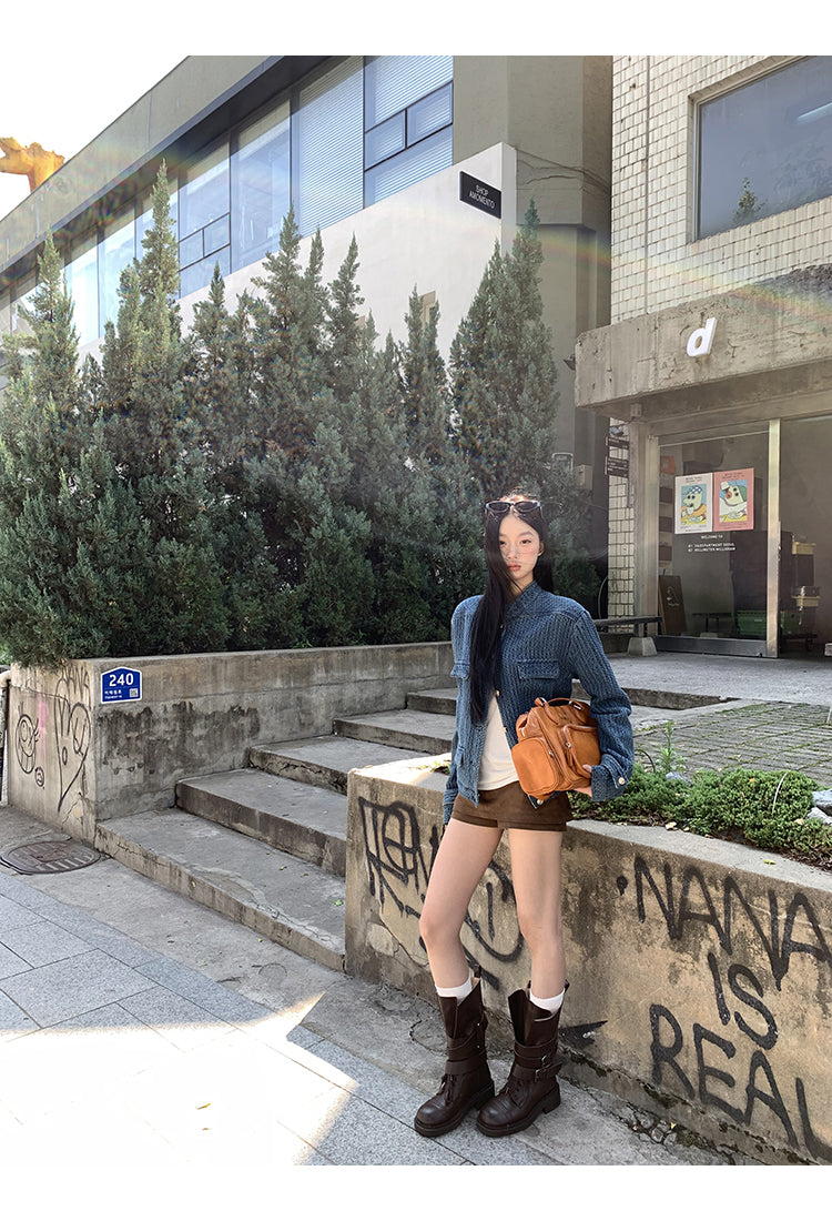 Indigo Waffle Texture Jacket HRGTJ0265