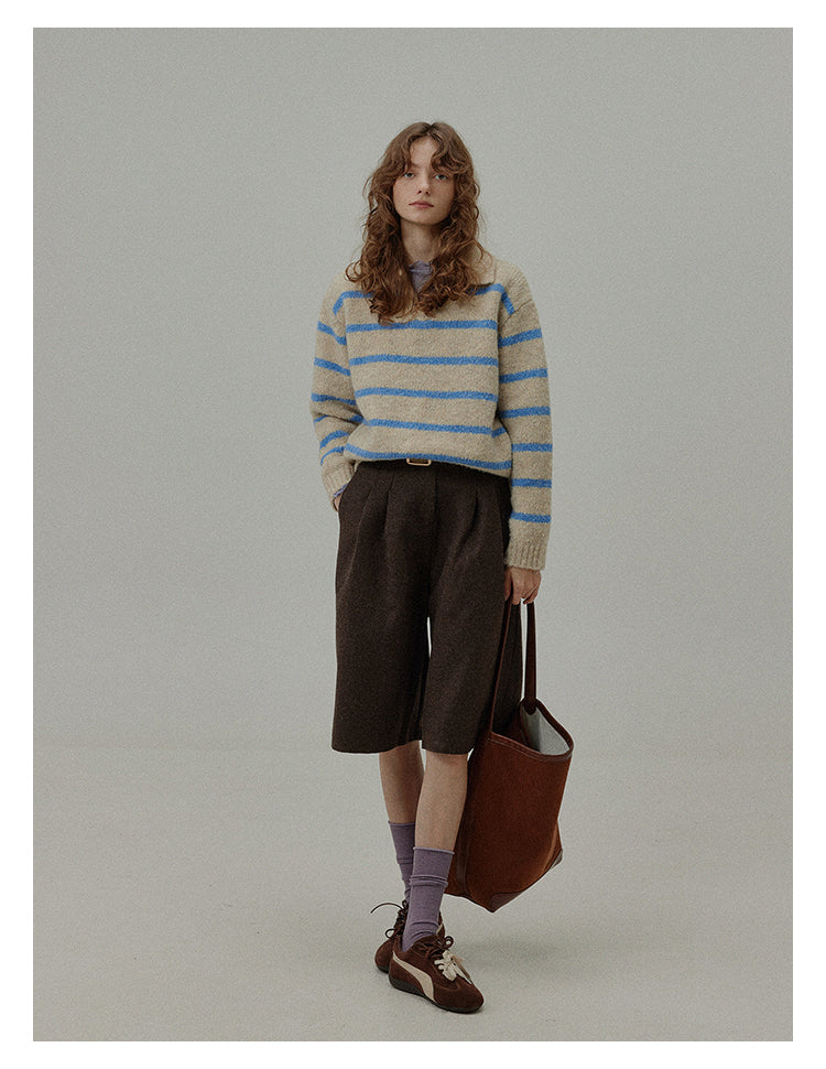 Wool Blend Relaxed Bermuda Shorts BMBS0273