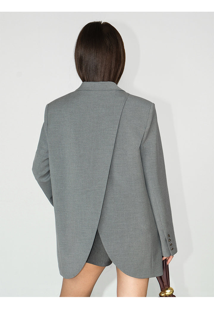 Asymmetrical Split-Hem Blazer NHSB0135