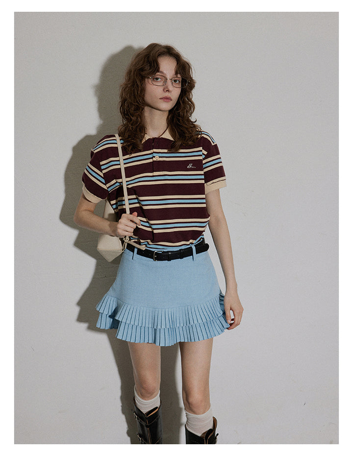 Sky Pleated Layered Mini Skirt BMMS0282