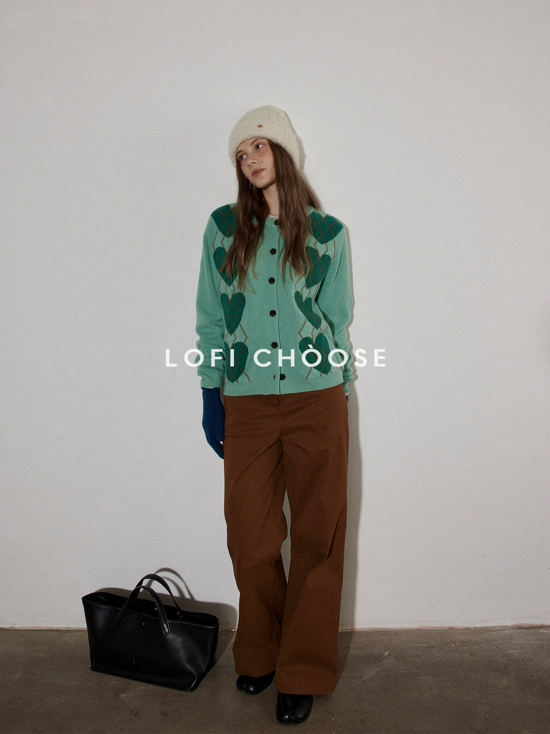 Argyle Heart Knit Cardigan LCAC0279