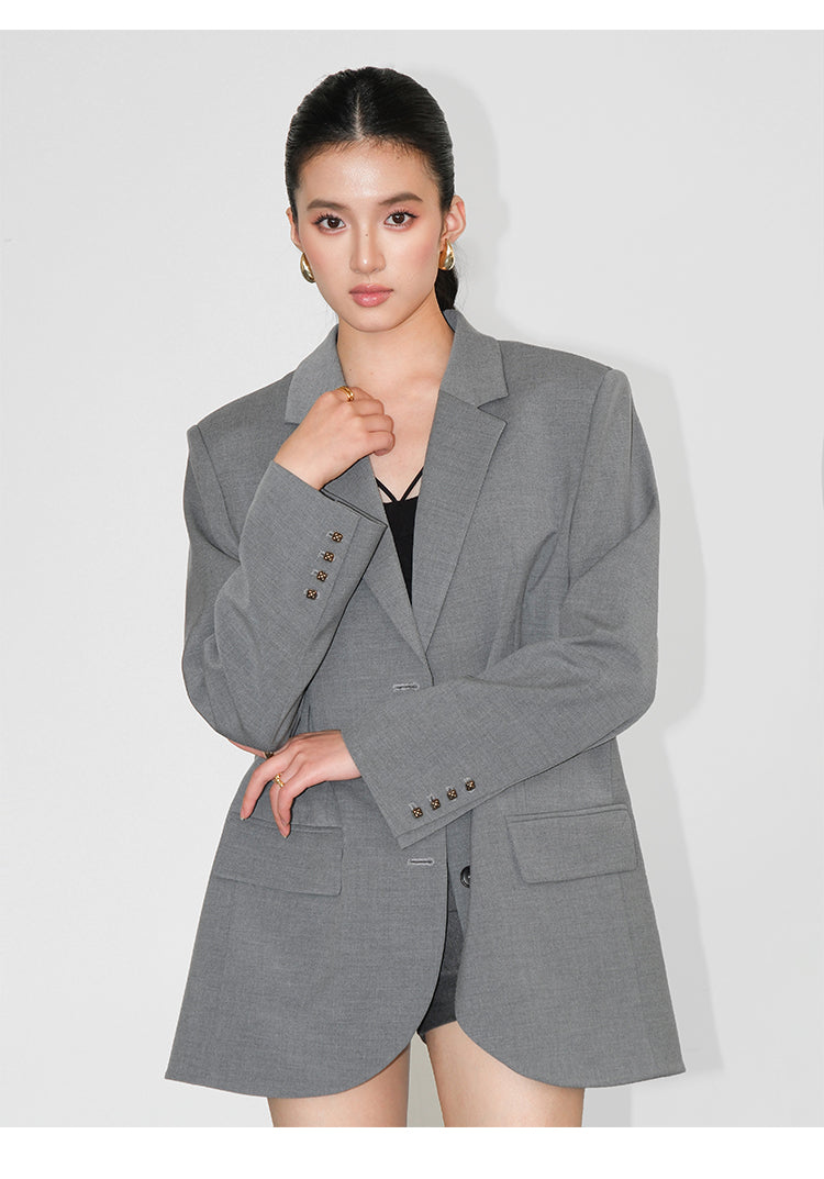 Asymmetrical Split-Hem Blazer NHSB0135