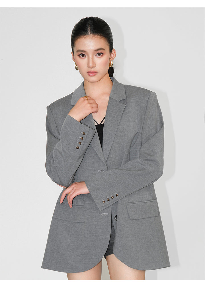 Asymmetrical Split-Hem Blazer NHSB0135