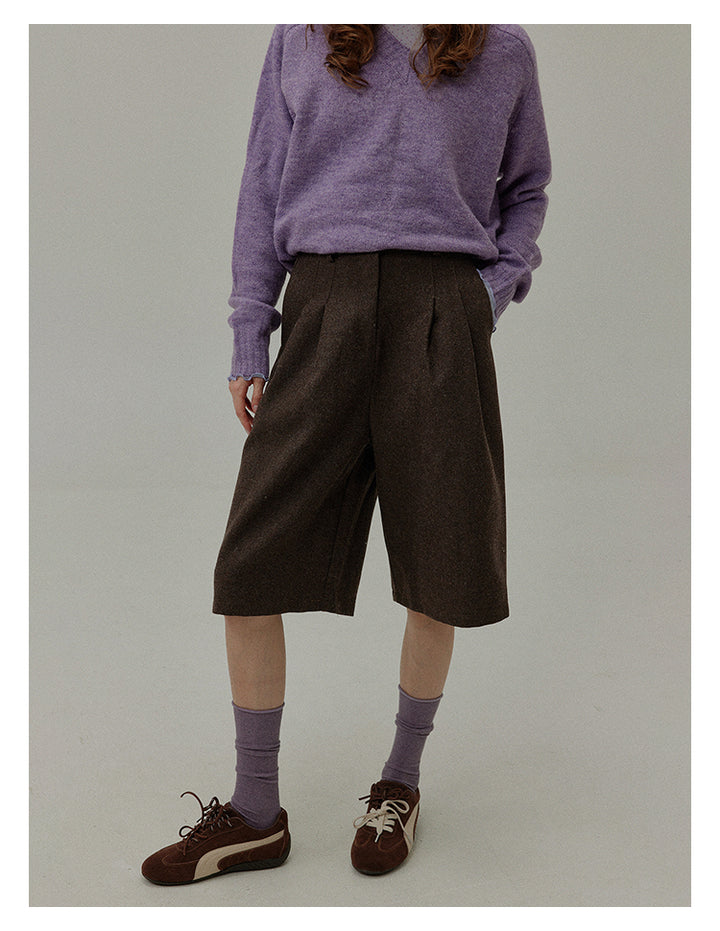 Wool Blend Relaxed Bermuda Shorts BMBS0273