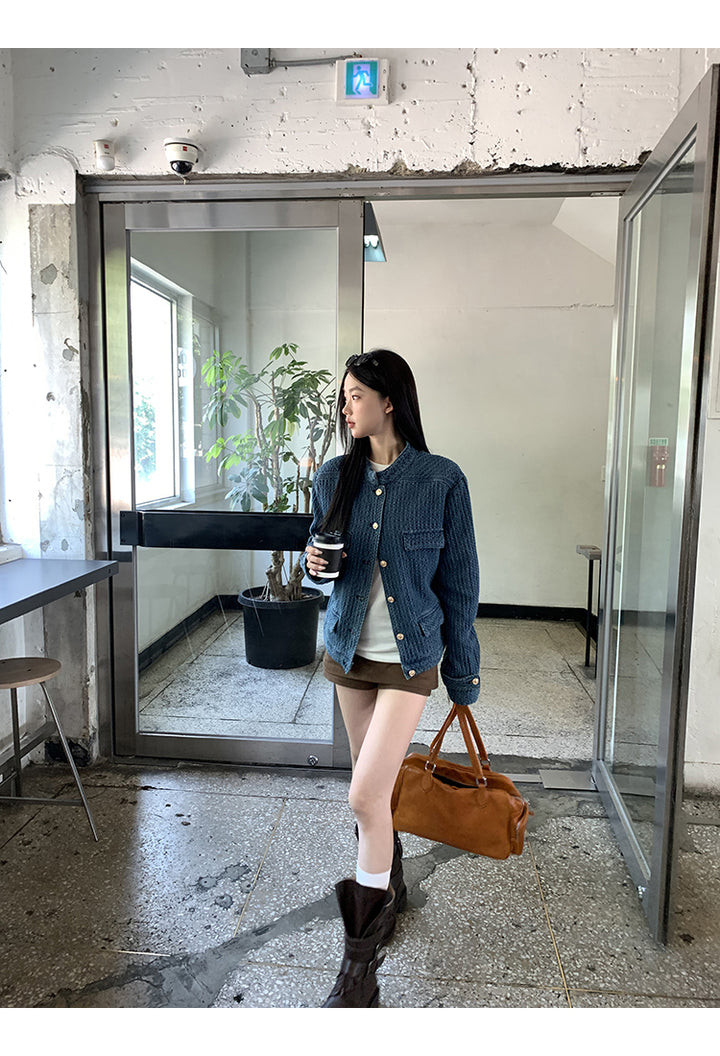 Indigo Waffle Texture Jacket HRGTJ0265