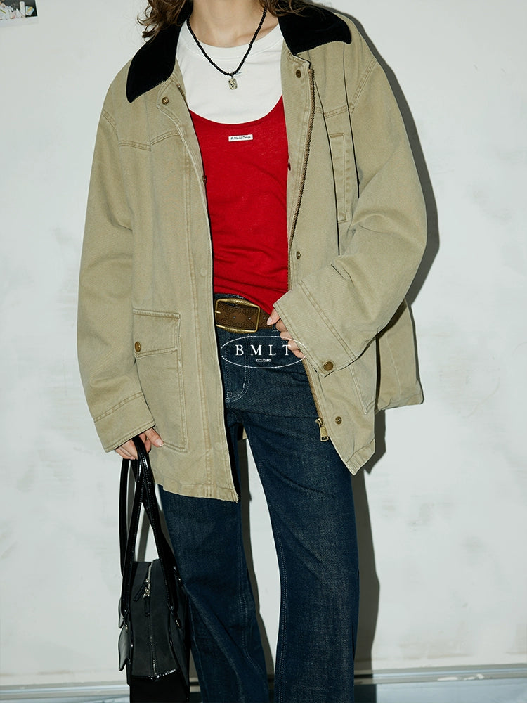 Urban Khaki Oversized Cotton Jacket BMCJ0271